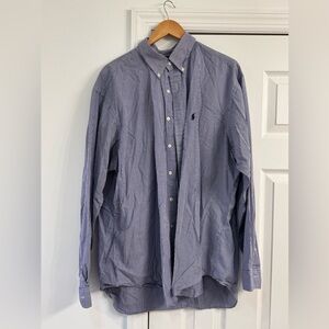 Ralph Lauren Yarmouth 100% Cotton Men’s Blue Check Button Down Size 17.5-36/37